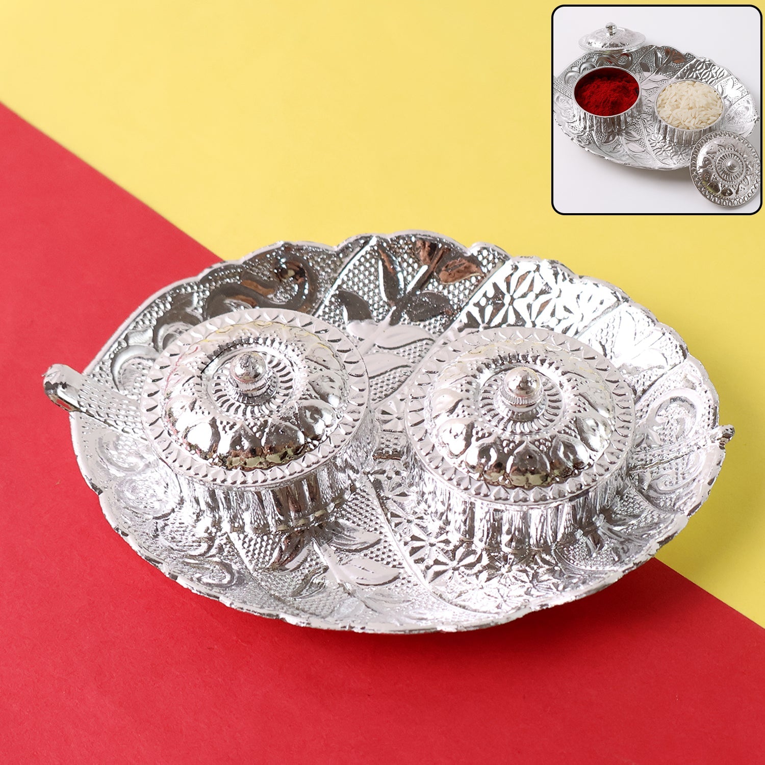 Leaf Shape Special Puja Thali (1 Pc / Mix Design) Leaf Shape Special Puja Thali (1 Pc / Mix Design)